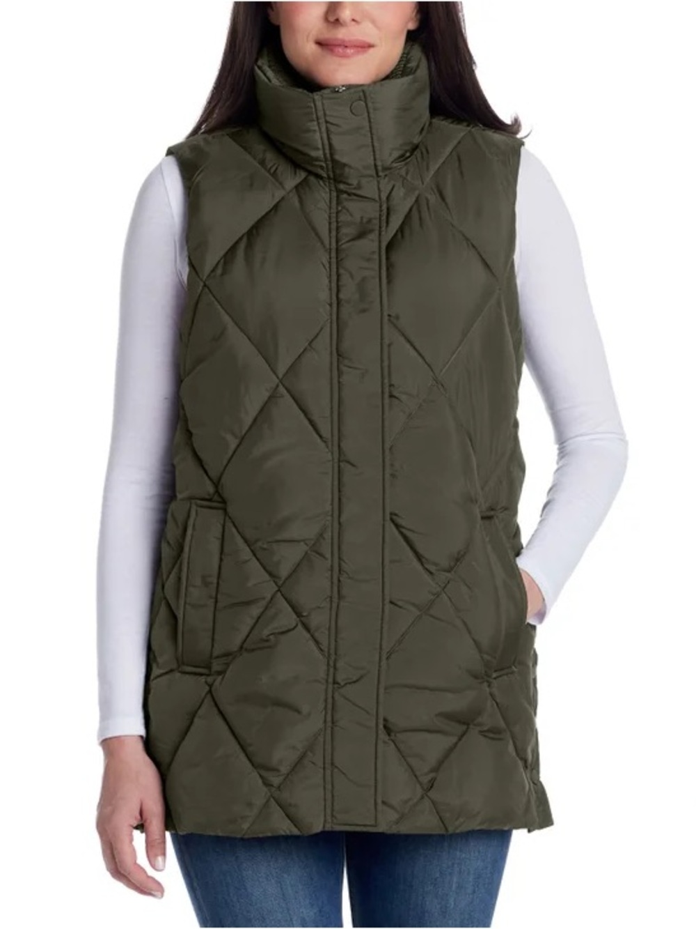 Women's Weatherproof Quilted Puffer Vest - Olive Green